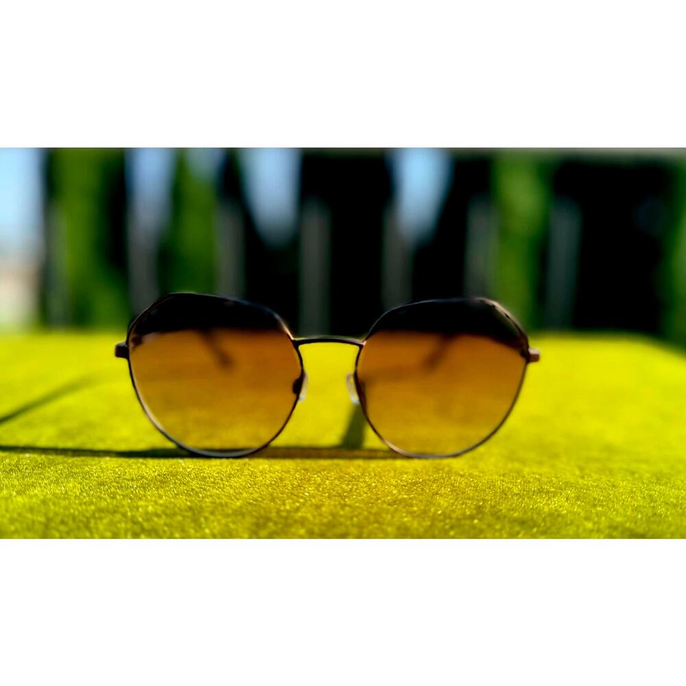 ✨ NIB Draper James DJ7011 Geometric Metal Sunglasses in Gradient Brown 🕶️ - Picture 2 of 6